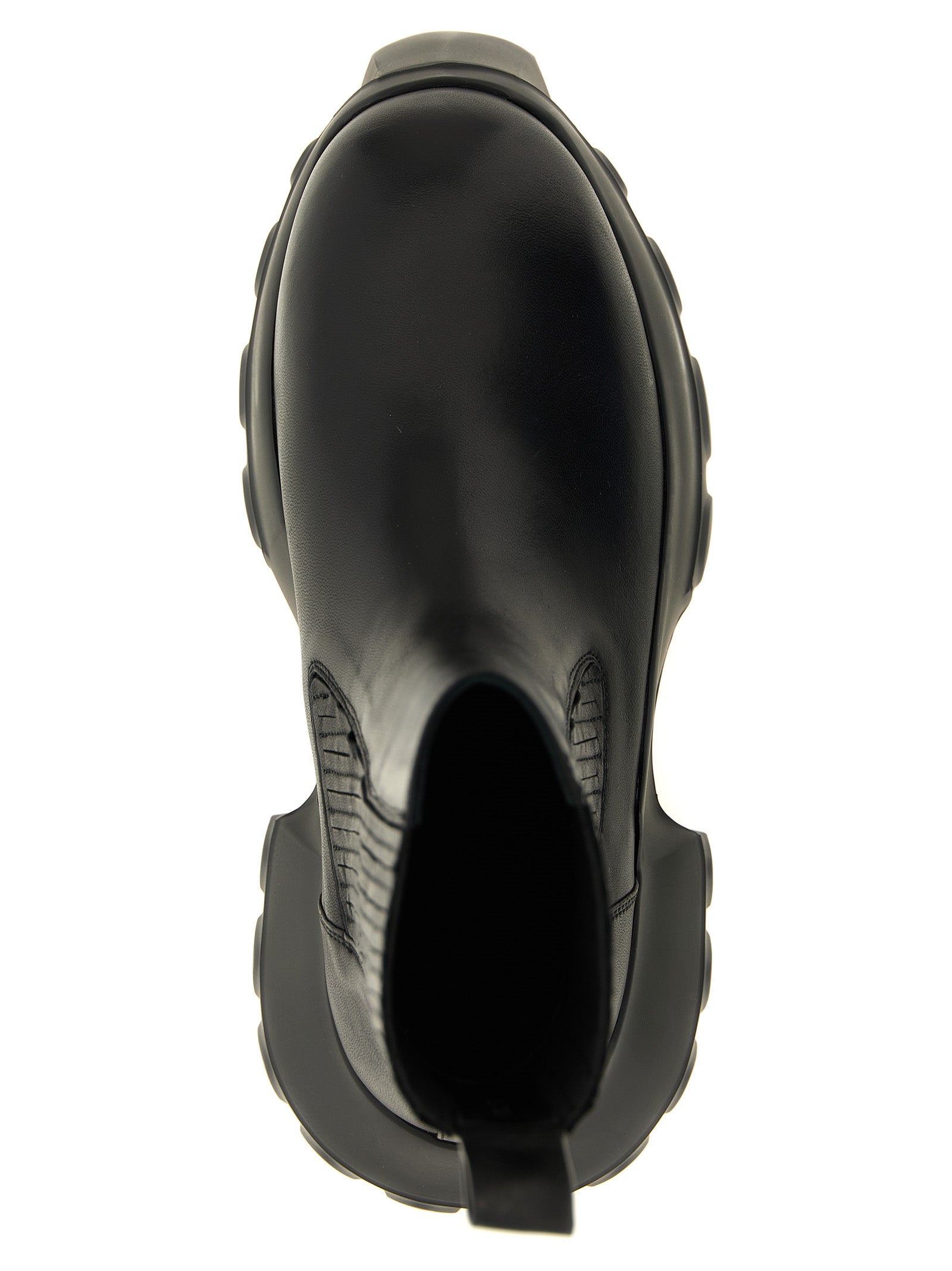 Platform Ankle Strap Boots by Rick Owens for women in ramie & leather black features an dynamic silhouette, showcasing the dynamic Essence Women's Ramie & Leather Platform Ankle Strap Boots design with its distinctive platform and elegant .