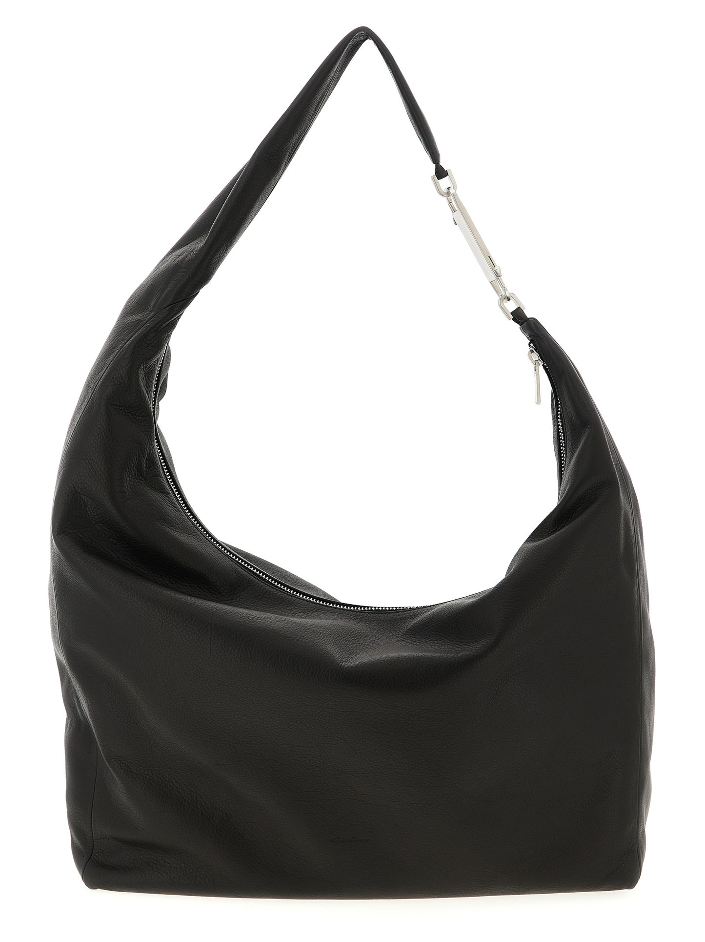Shoulder Bag by Rick Owens for women in calfskin leather black showcases a enviable silhouette, artfully detailed with a secure snap, zipper & hook, organized , and versatile shoulder-strap & handle for a enviable look.