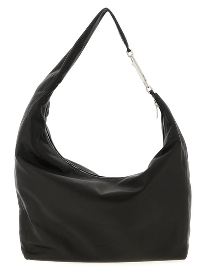 Shoulder Bag by Rick Owens for women in calfskin leather black showcases a enviable silhouette, artfully detailed with a secure snap, zipper & hook, organized , and versatile shoulder-strap & handle for a enviable look.
