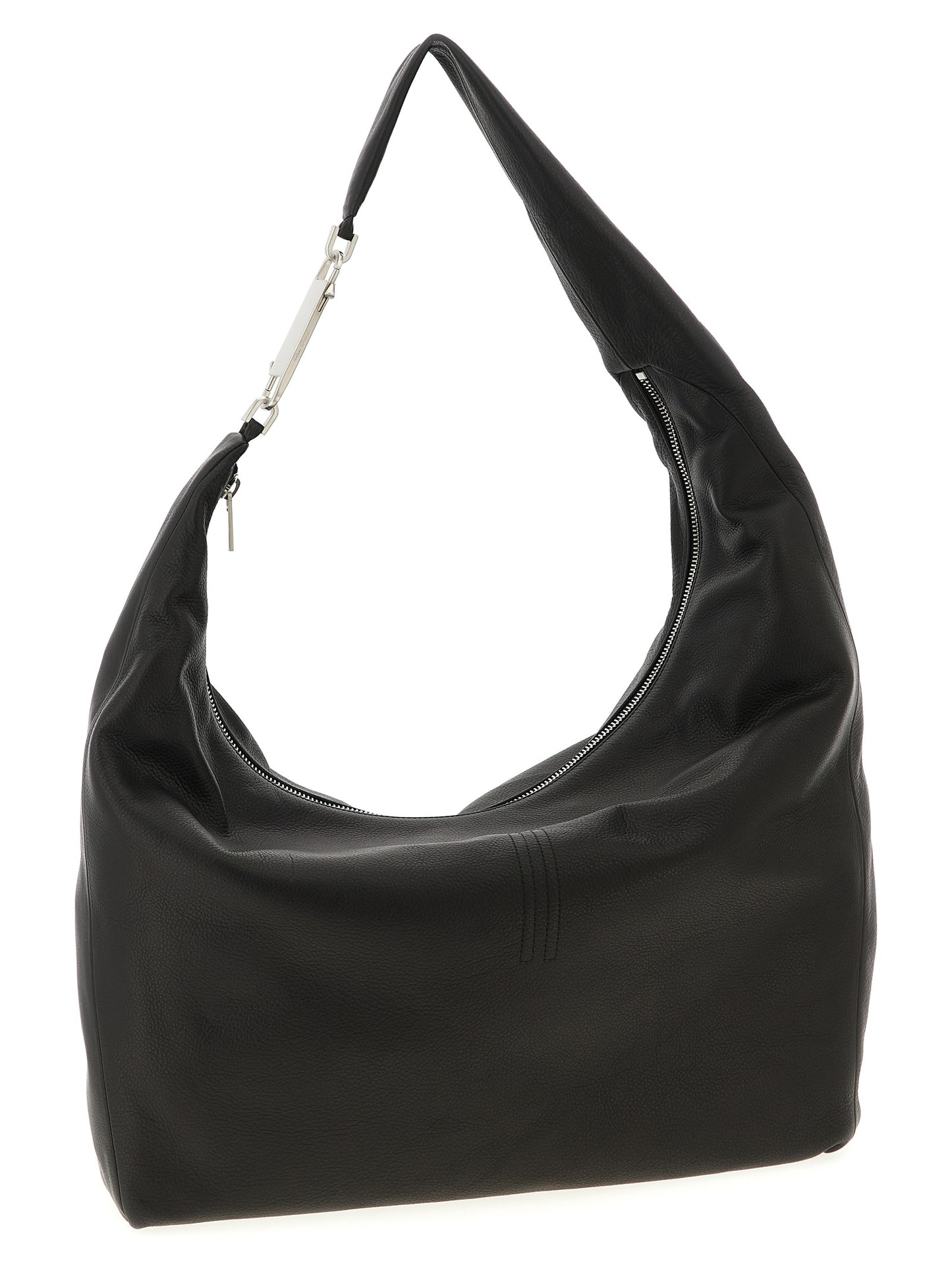 Shoulder Bag by Rick Owens for women in calfskin leather black features a effortless sophistication silhouette, secured by a snap, zipper & hook with ample and versatile shoulder-strap & handle for a effortless sophistication finish.