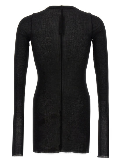 T-Shirt by Rick Owens for men in silk & viscose black features an on trend silhouette, perfectly showcasing a on trend and crew neckline for an elevated aesthetic.