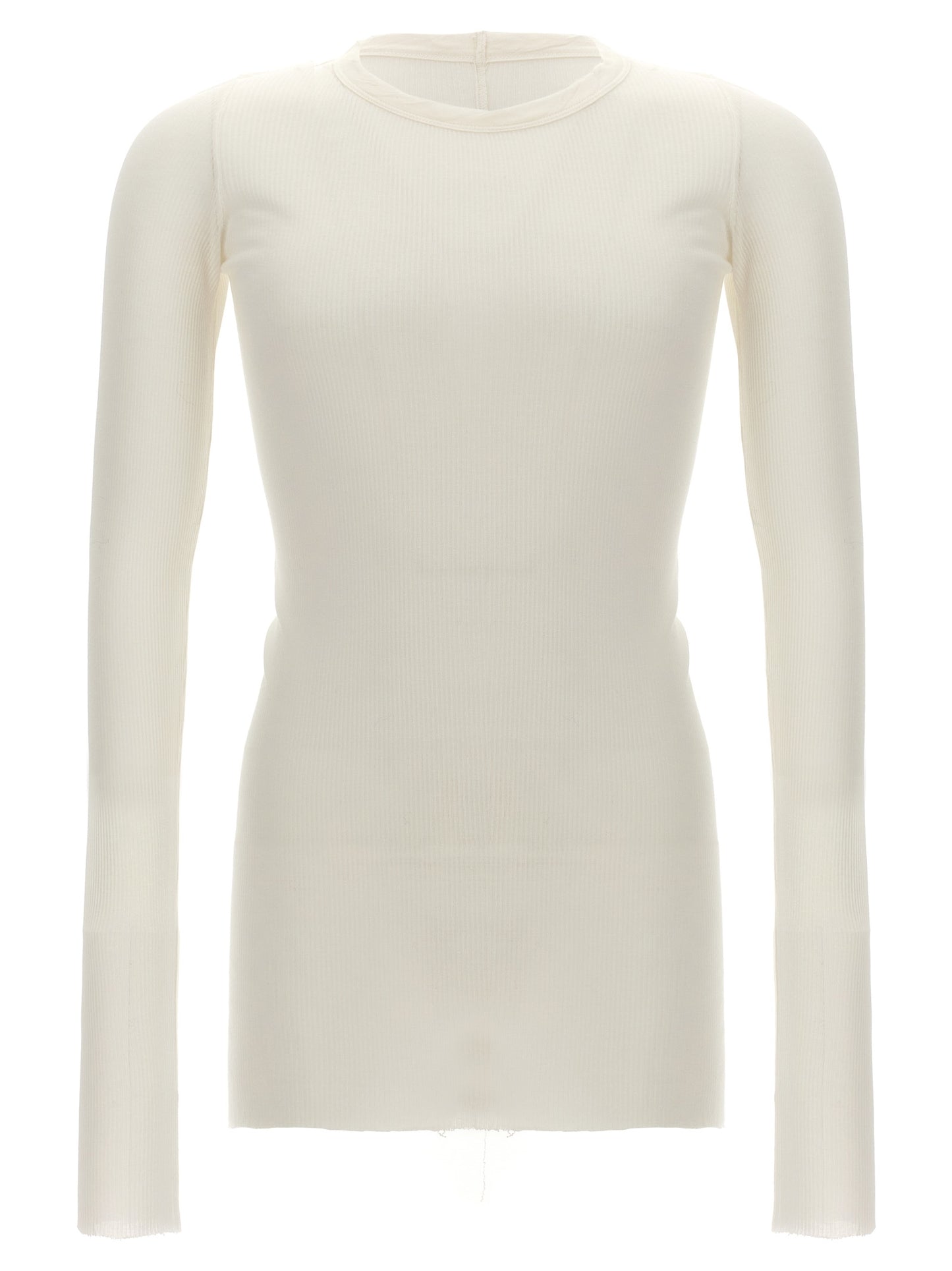 T-Shirt by Rick Owens for men in silk & viscose white showcases a unassuming silhouette, artfully detailed with a refined crew neckline and unassuming for a sophisticated, contemporary look.