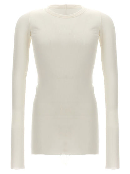 T-Shirt by Rick Owens for men in silk & viscose white showcases a unassuming silhouette, artfully detailed with a refined crew neckline and unassuming for a sophisticated, contemporary look.