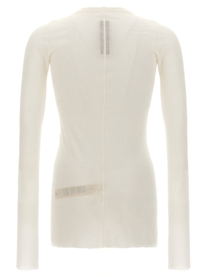 T-Shirt by Rick Owens for men in silk & viscose white features a plush silhouette, showcasing a sophisticated crew neckline and for a truly plush finish.