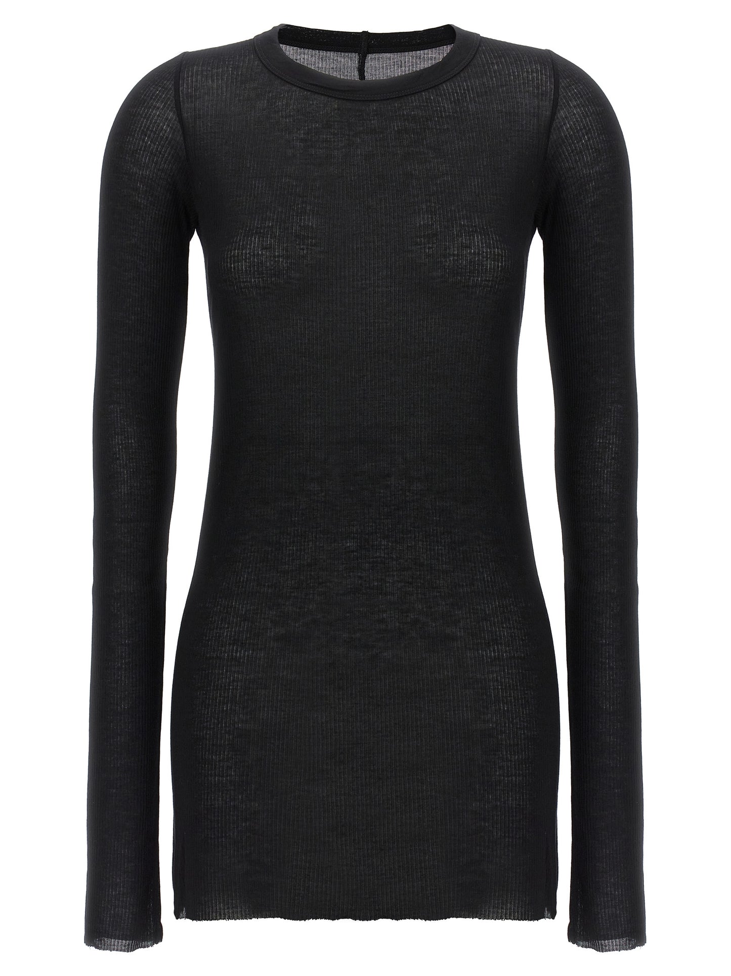 T-Shirt by Rick Owens for women in silk & viscose black features an on trend silhouette, perfectly showcasing a on trend long-sleeve and crew neckline for an elevated aesthetic.