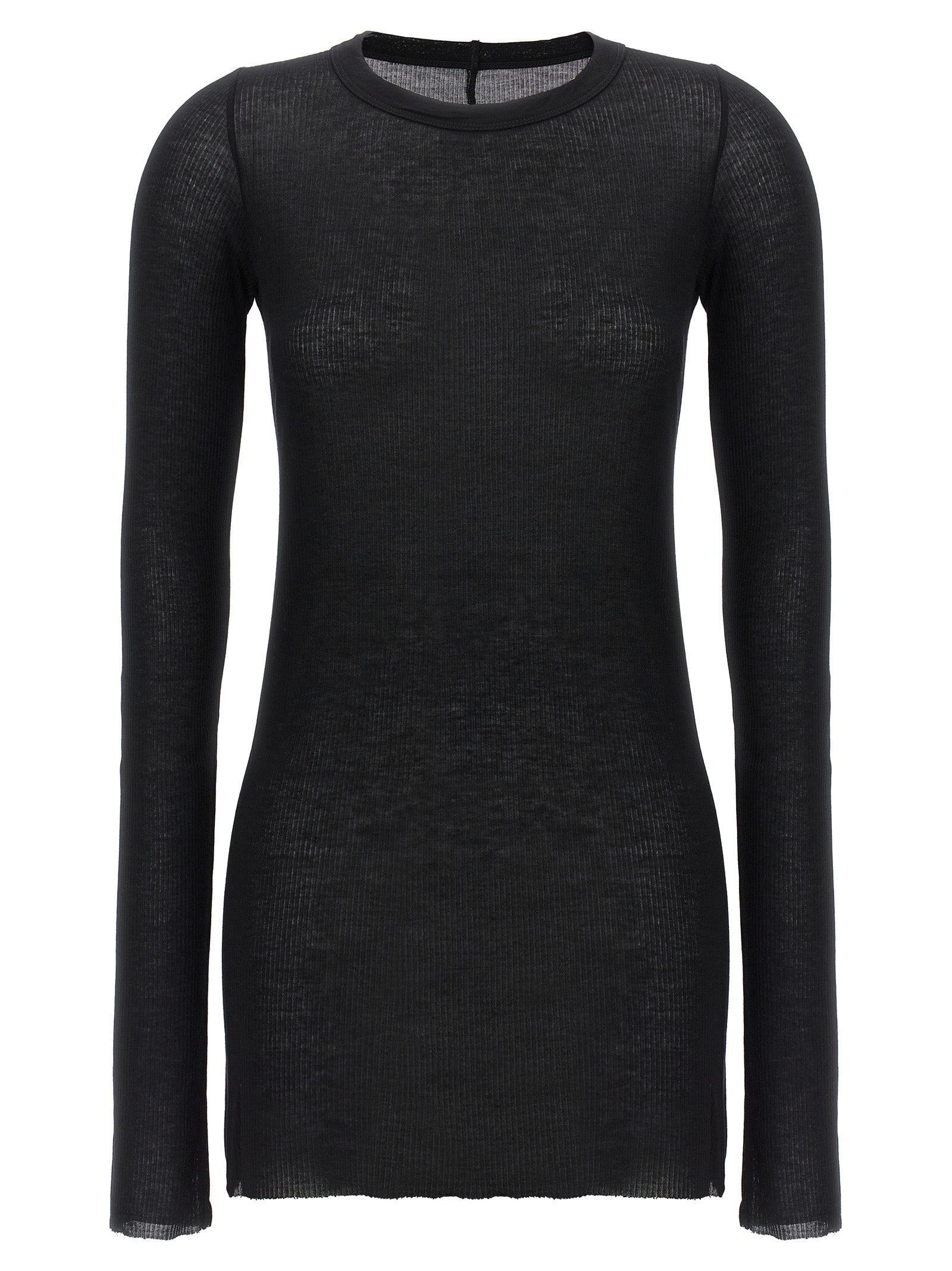 T-Shirt by Rick Owens for women in silk & viscose black features an on trend silhouette, perfectly showcasing a on trend long-sleeve and crew neckline for an elevated aesthetic.