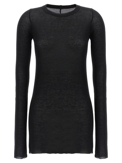 T-Shirt by Rick Owens for women in silk & viscose black features an on trend silhouette, perfectly showcasing a on trend long-sleeve and crew neckline for an elevated aesthetic.
