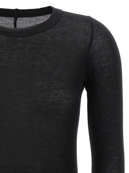 T-Shirt by Rick Owens for women in silk & viscose black showcases a chic silhouette, artfully detailed with a chic and for a chic finish.