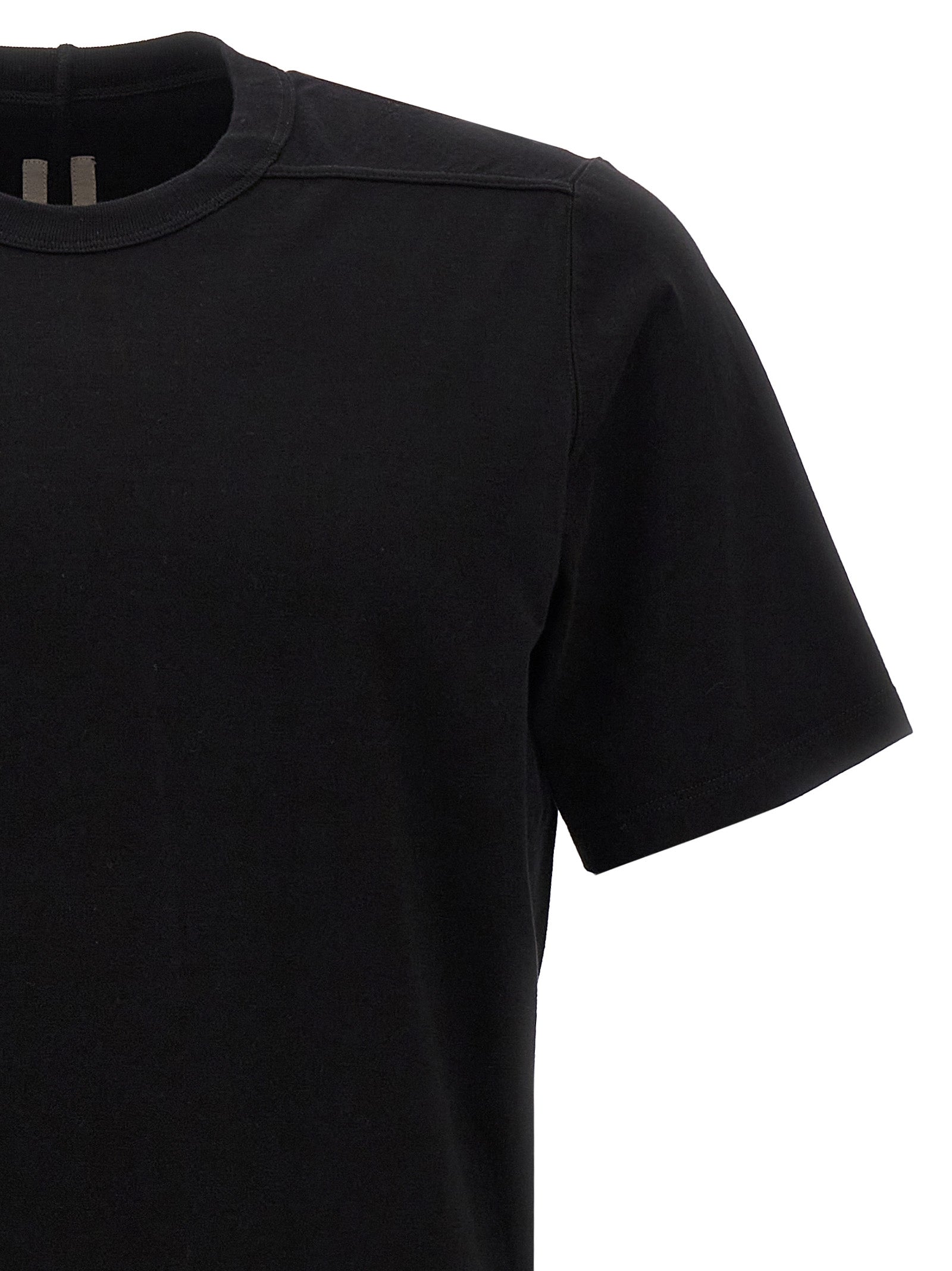 T-Shirt by Rick Owens for men in cotton black features a plush silhouette, showcasing a sophisticated and for a truly plush finish.