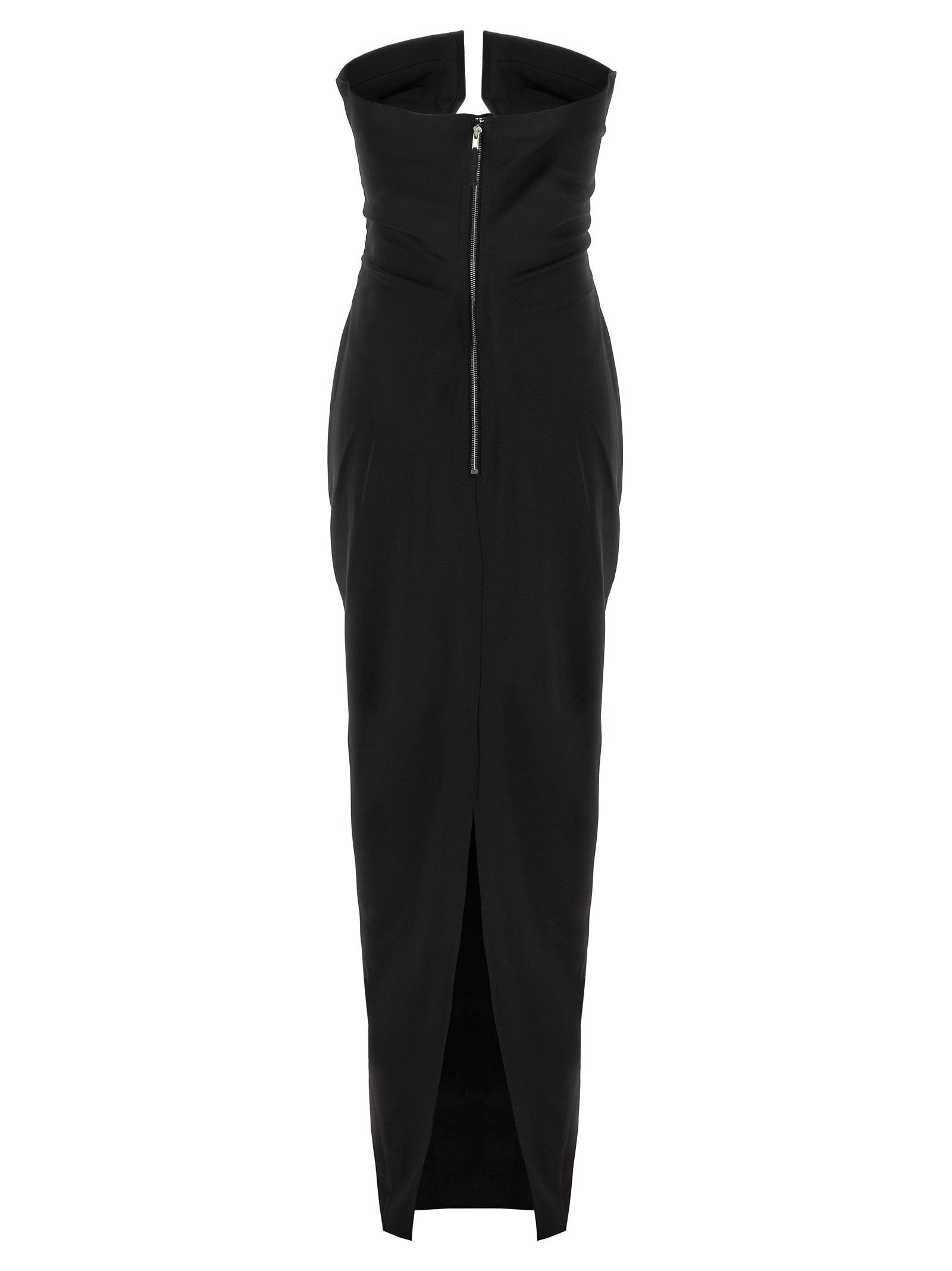 Dress by Rick Owens for women in nylon & wool black showcases a striking silhouette, elegantly detailed with a , refined split neckline, and a striking long for a striking finish.