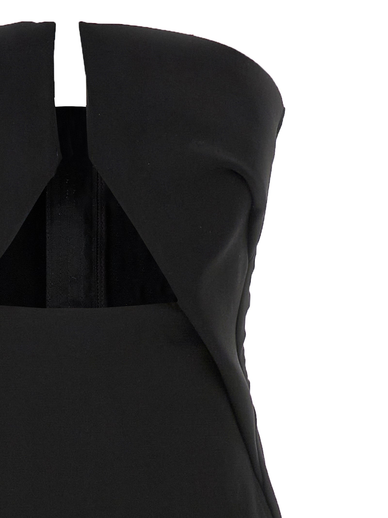 Dress by Rick Owens for women in nylon & wool black features an cute silhouette, detailed with a and split neckline that elegantly flows into a cute long.