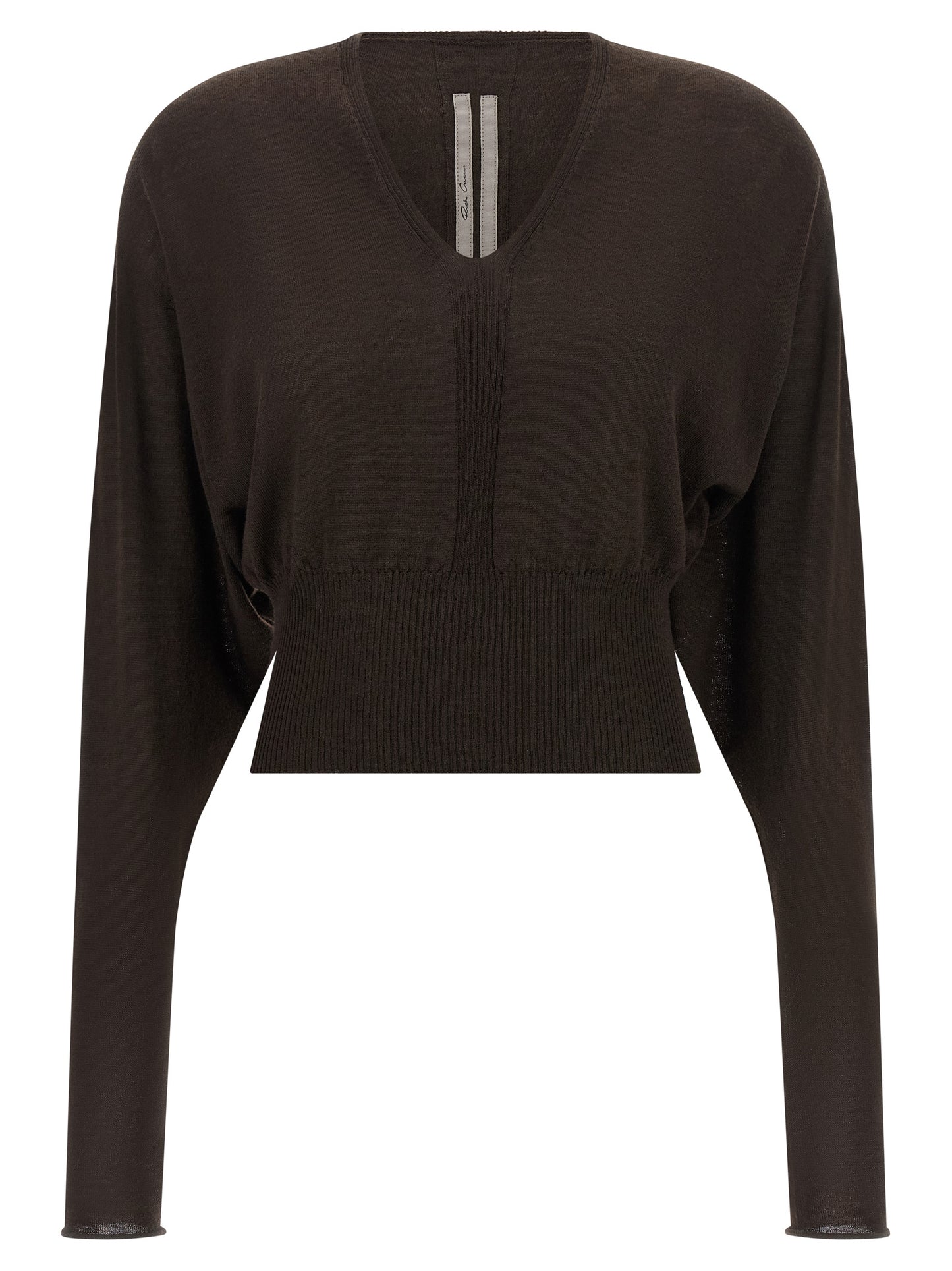 Shirt by Rick Owens for women in virgin wool brown features an polished silhouette, showcasing a sophisticated v-neck neckline and detail for a truly polished finish.