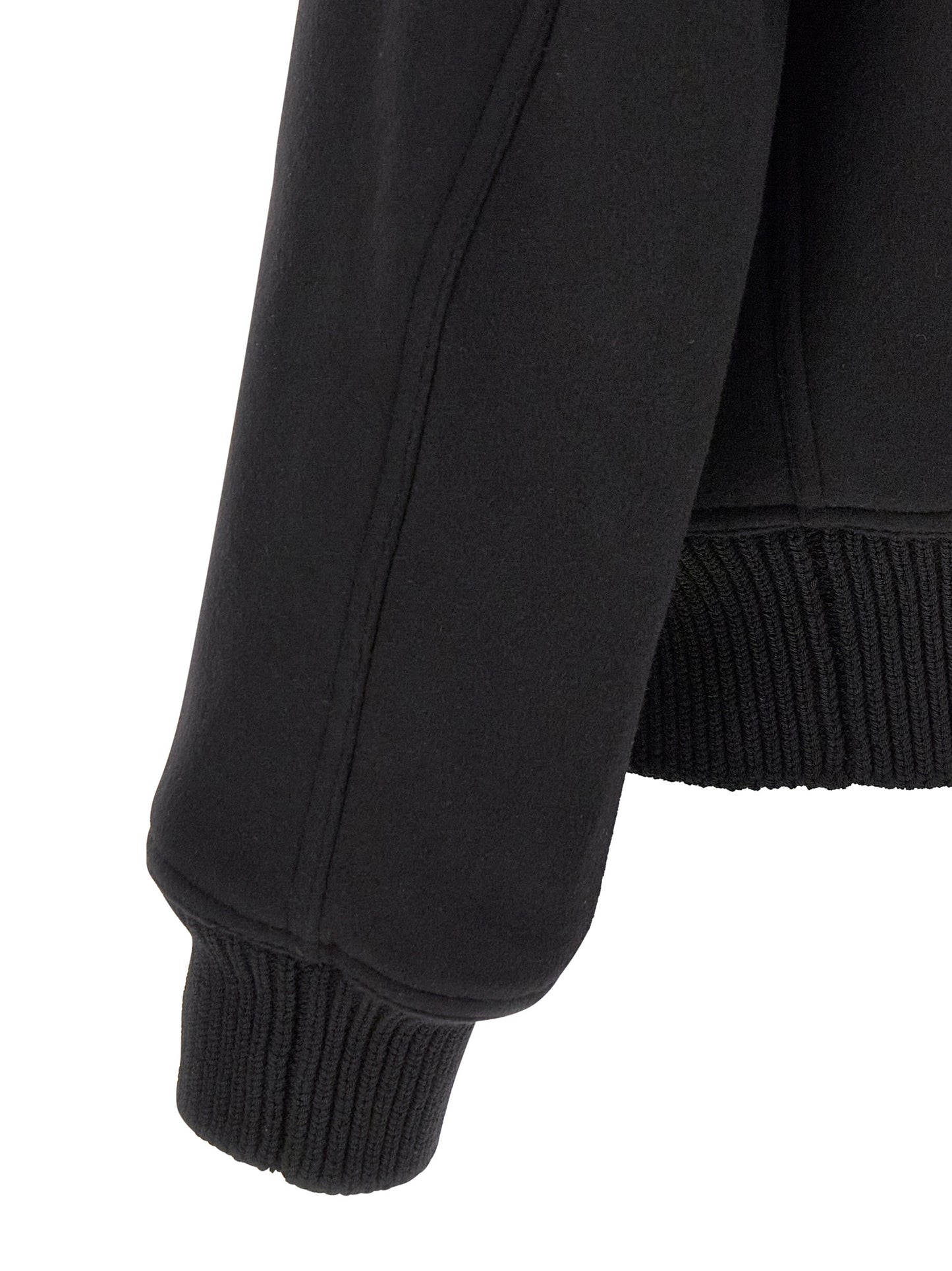 Bomber Jacket by Rick Owens for men in virgin wool black features an on trend silhouette, showcasing refined pockets and a sophisticated for a truly on trend finish.