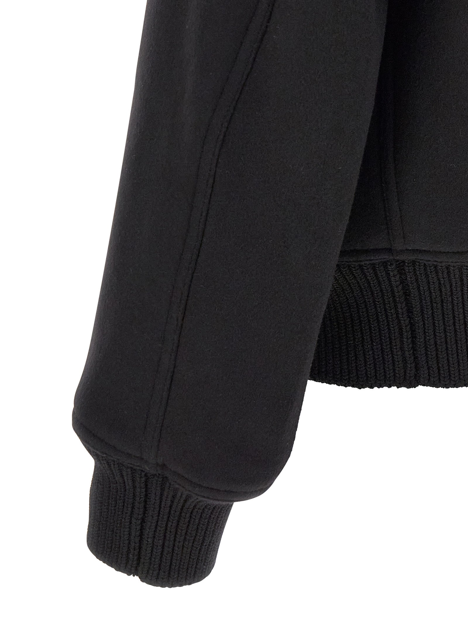 Bomber Jacket by Rick Owens for men in virgin wool black features an on trend silhouette, showcasing refined pockets and a sophisticated for a truly on trend finish.
