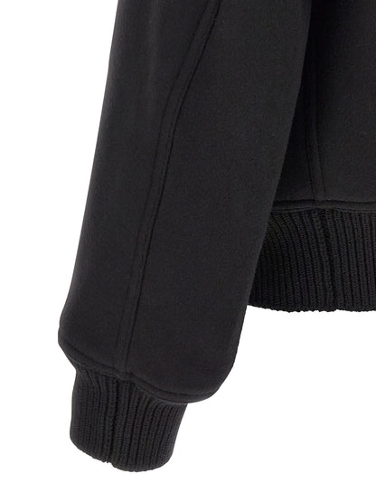 Bomber Jacket by Rick Owens for men in virgin wool black features an on trend silhouette, showcasing refined pockets and a sophisticated for a truly on trend finish.