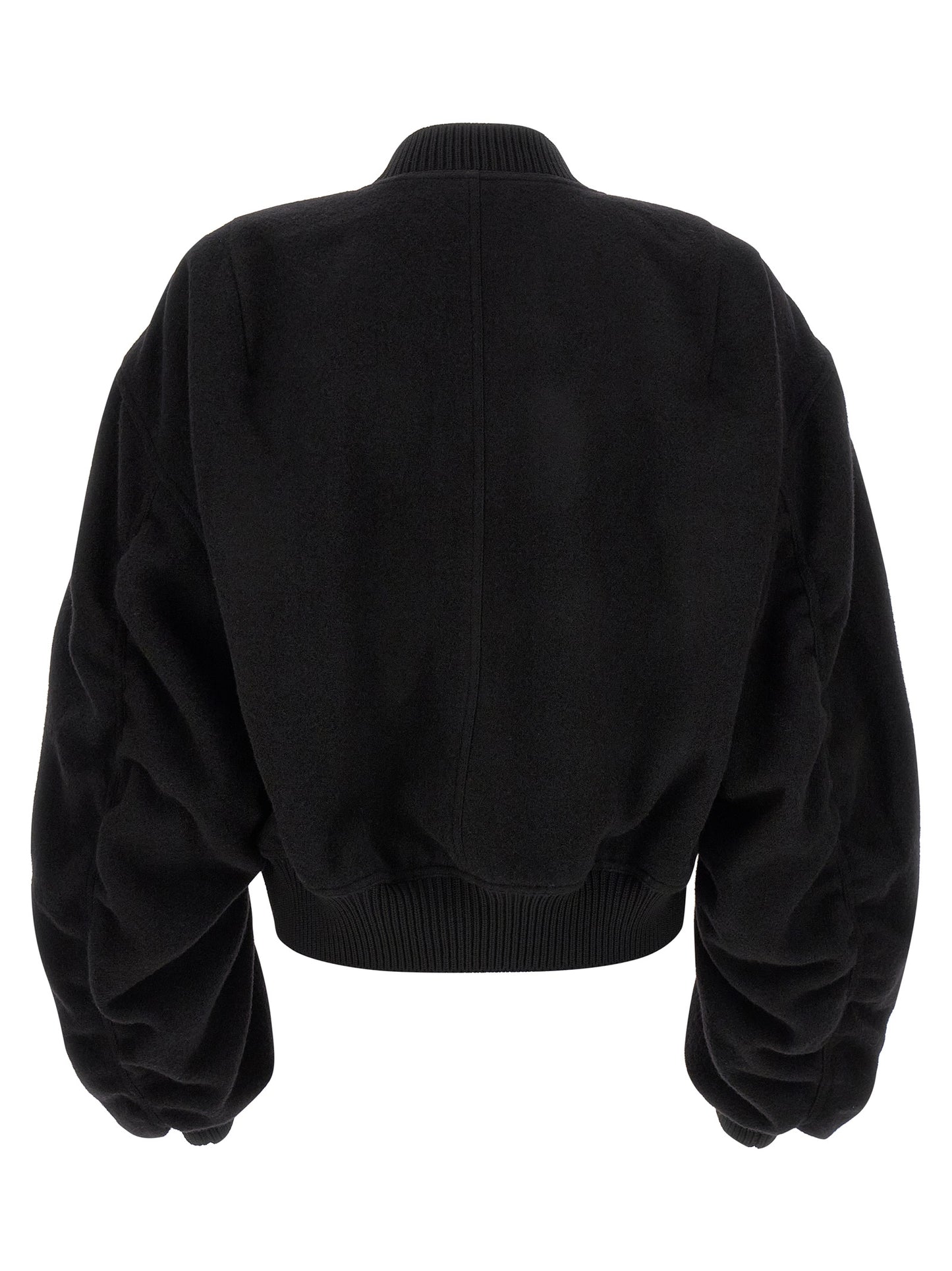 Bomber Jacket by Rick Owens for men in virgin wool black features an on trend silhouette, showcasing refined pockets and a sophisticated for a truly on trend finish.