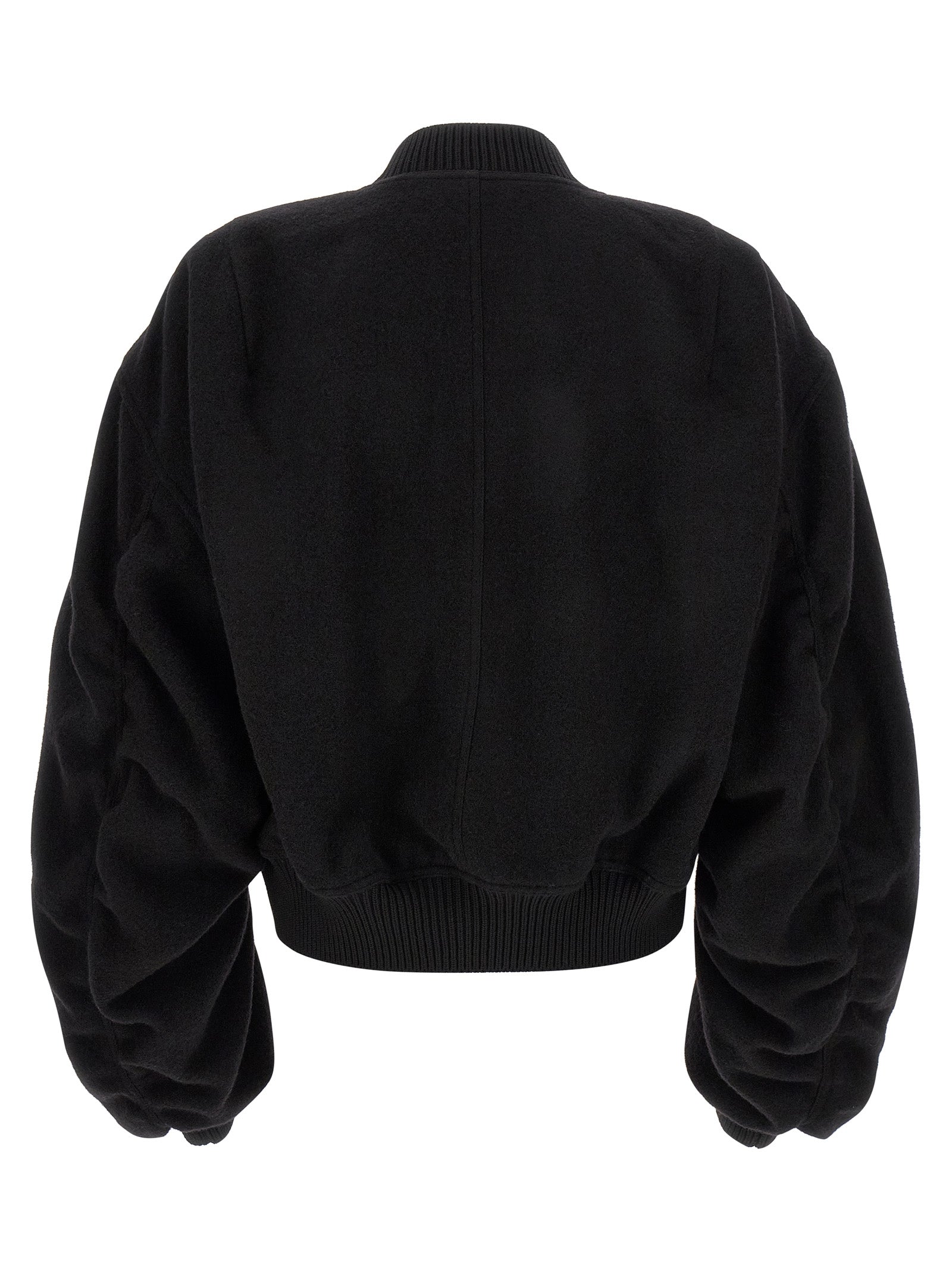 Bomber Jacket by Rick Owens for men in virgin wool black features an on trend silhouette, showcasing refined pockets and a sophisticated for a truly on trend finish.