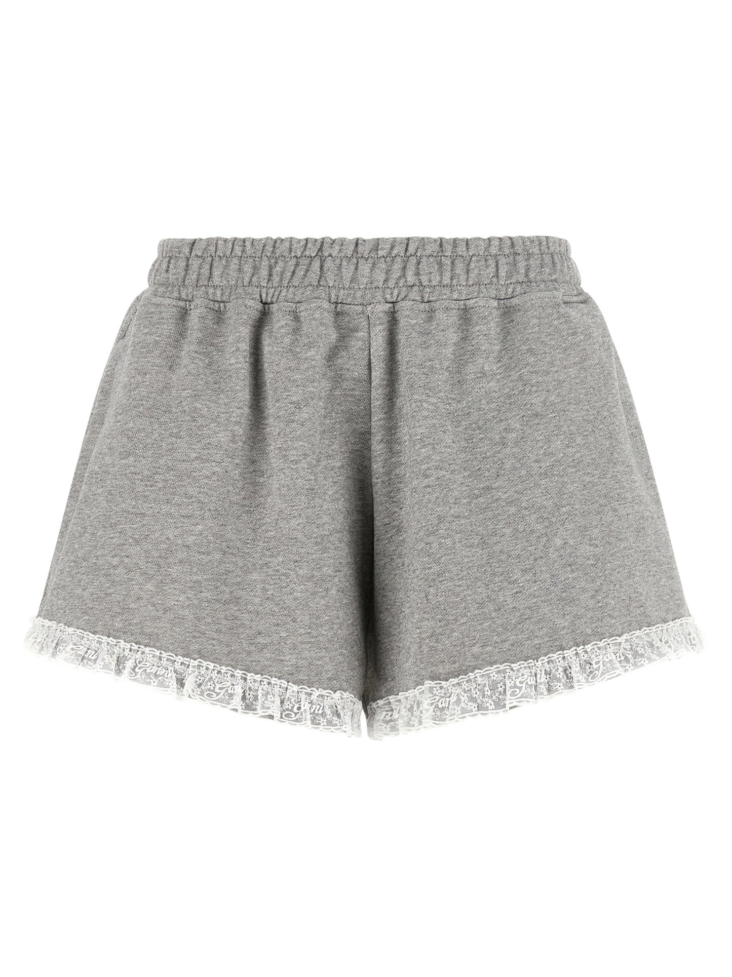 Ganni Essence Heather Women's Flared Organic Cotton Bermuda Shorts - Gray White