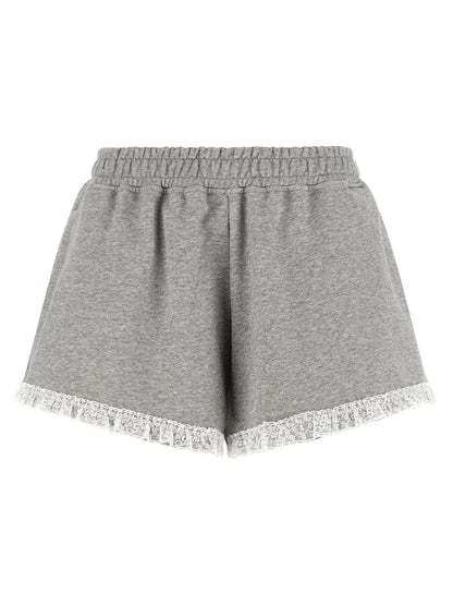 Ganni Essence Heather Women's Flared Organic Cotton Bermuda Shorts - Gray White