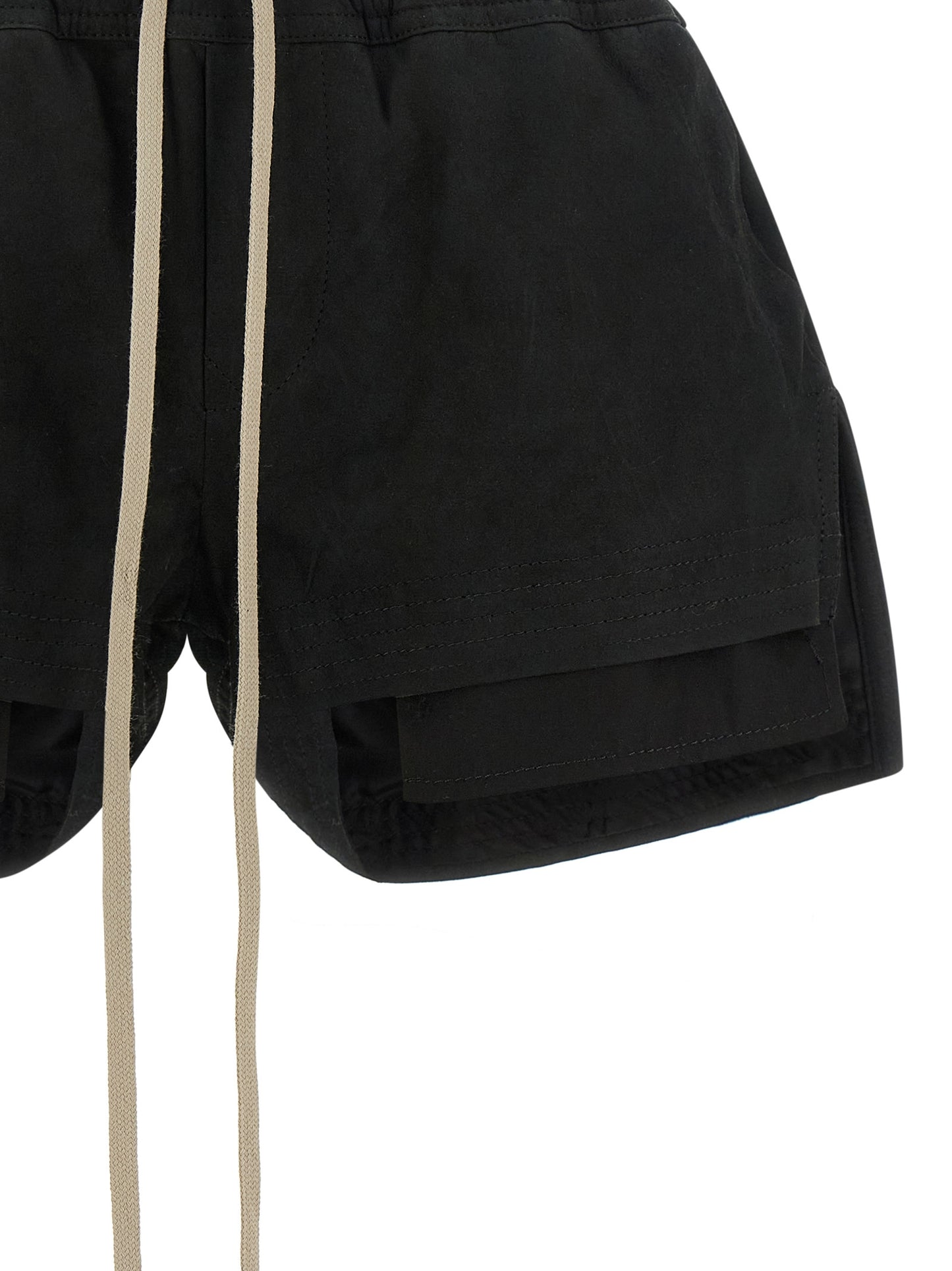 Bermuda Shorts by Rick Owens for women in lambskin leather black presents a sleek silhouette, featuring a sleek with a refined short and a sophisticated .