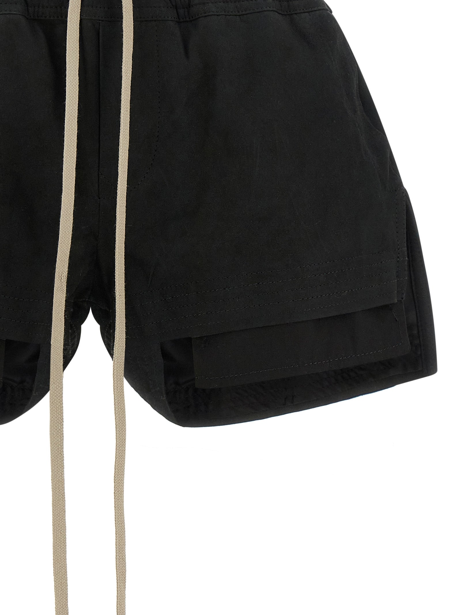 Bermuda Shorts by Rick Owens for women in lambskin leather black presents a sleek silhouette, featuring a sleek with a refined short and a sophisticated .