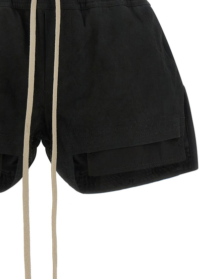 Bermuda Shorts by Rick Owens for women in lambskin leather black presents a sleek silhouette, featuring a sleek with a refined short and a sophisticated .