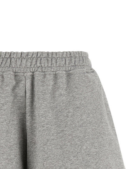 Ganni Essence Heather Women's Flared Organic Cotton Bermuda Shorts - Gray White