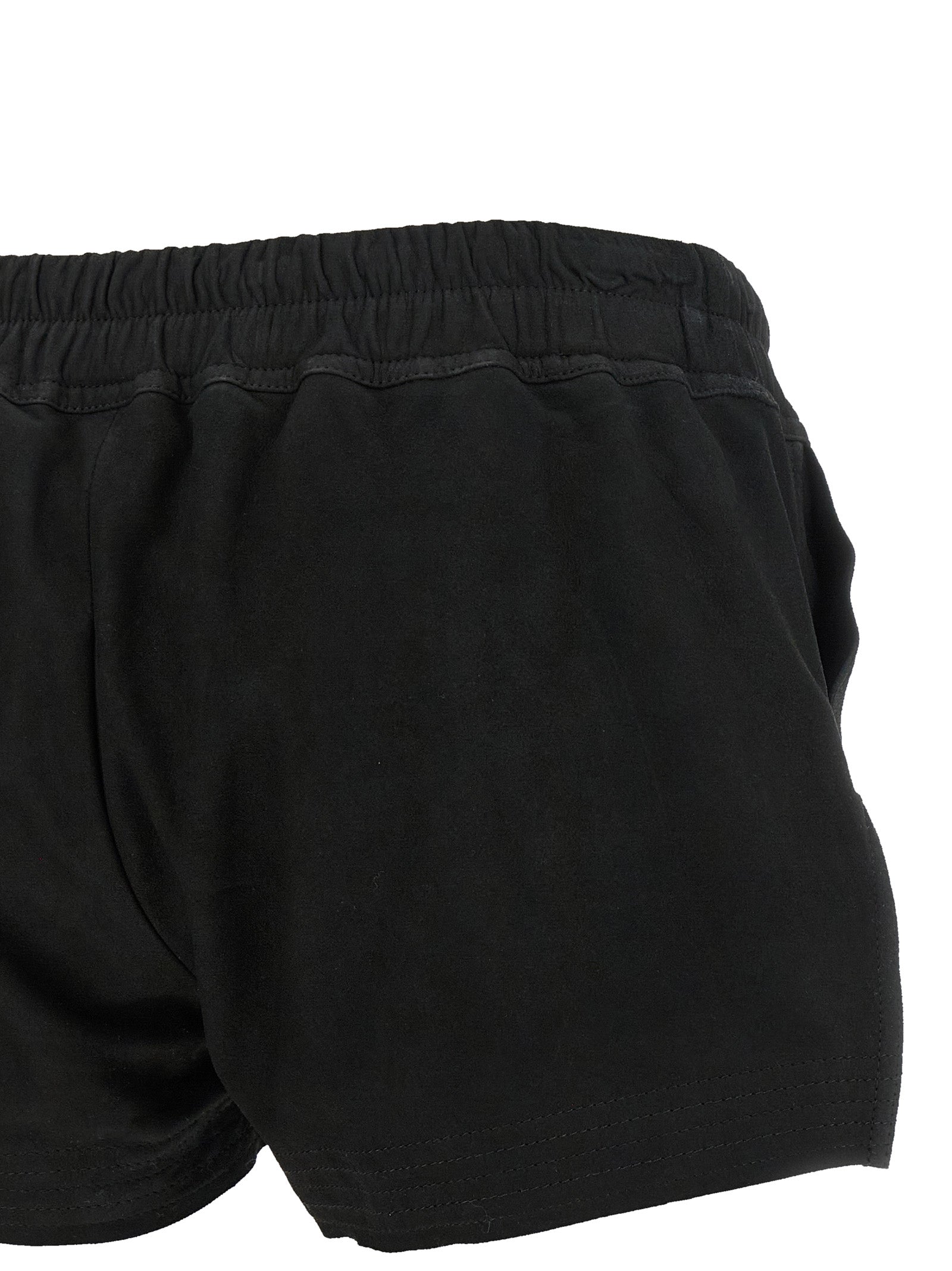 Bermuda Shorts by Rick Owens for women in lambskin leather black features an nuanced silhouette, showcasing a nuanced with a short cut and for a sophisticated, premium finish.