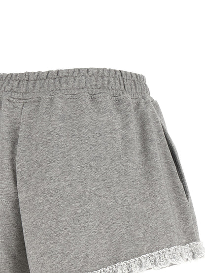 Ganni Essence Heather Women's Flared Organic Cotton Bermuda Shorts - Gray White