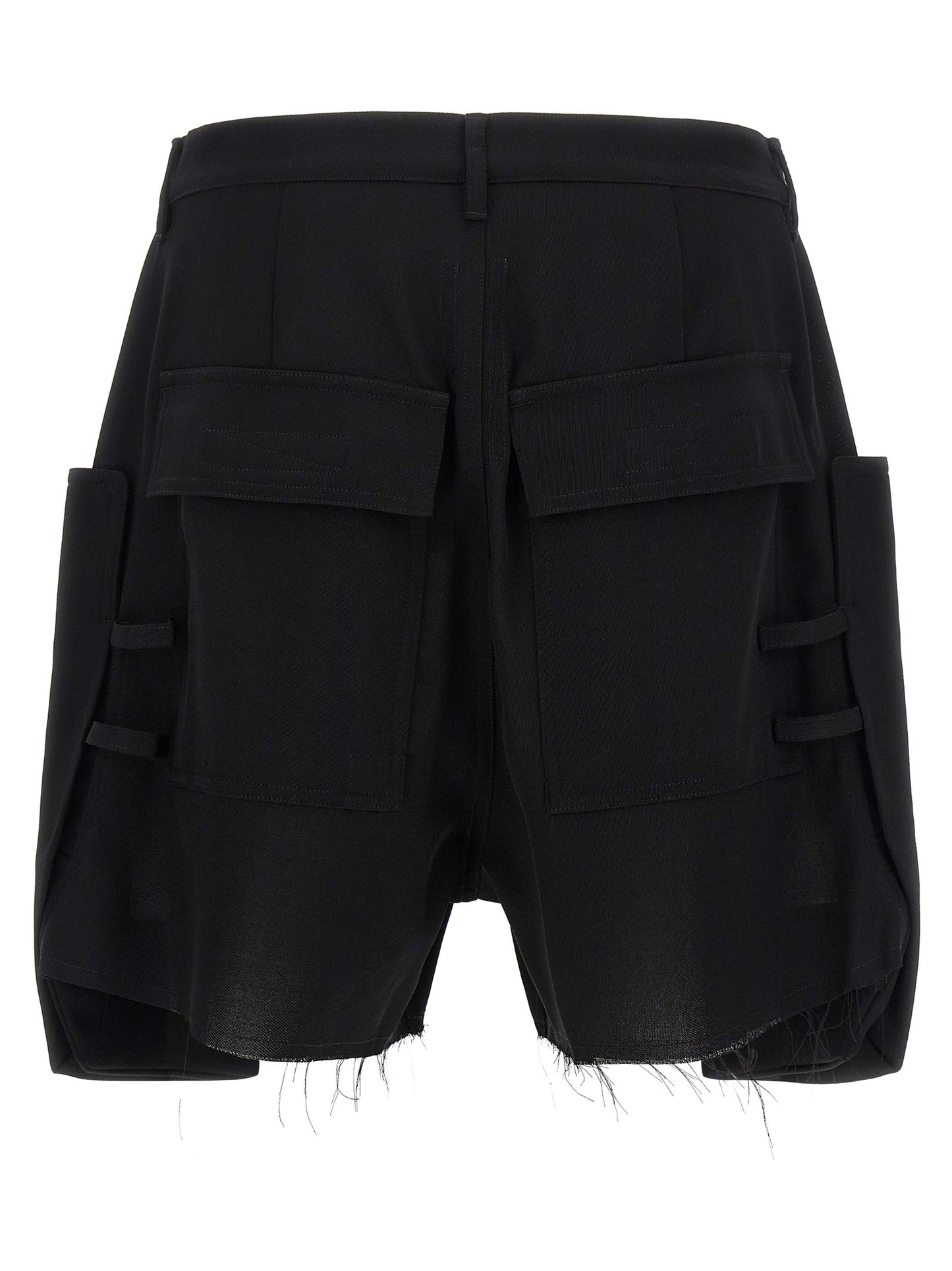 Bermuda Shorts by Rick Owens for men in wool canvas black presents a contemporary silhouette, showcasing a contemporary wide with a refined short and elegant .