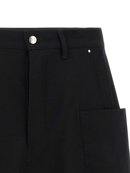 Bermuda Shorts by Rick Owens for men in wool canvas black features a sartorial silhouette, showcasing a sartorial wide and short with a sophisticated for a sartorial look.