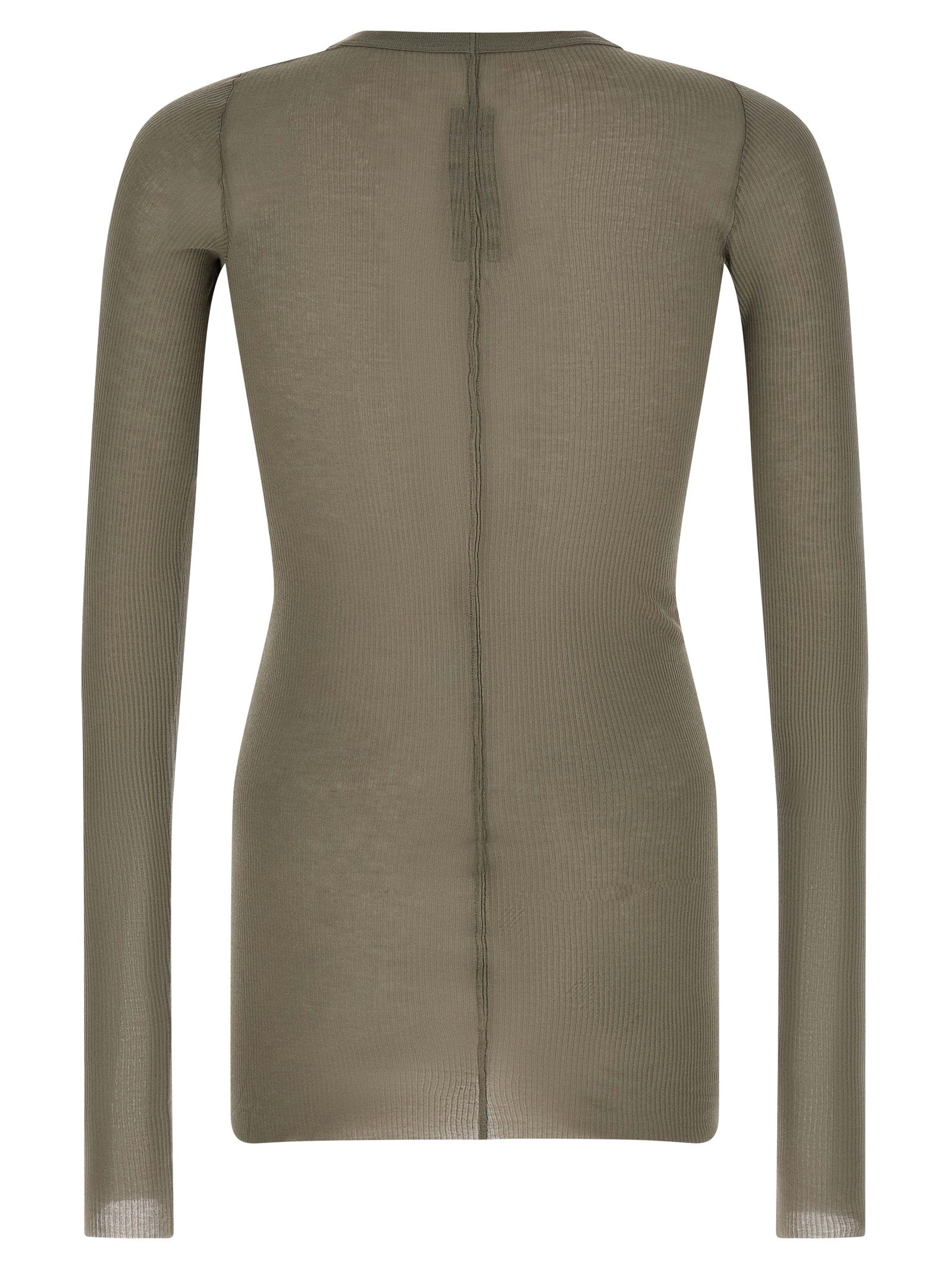 T-Shirt by Rick Owens for men in silk & viscose gray features a plush silhouette, showcasing a sophisticated crew neckline and for a truly plush finish.
