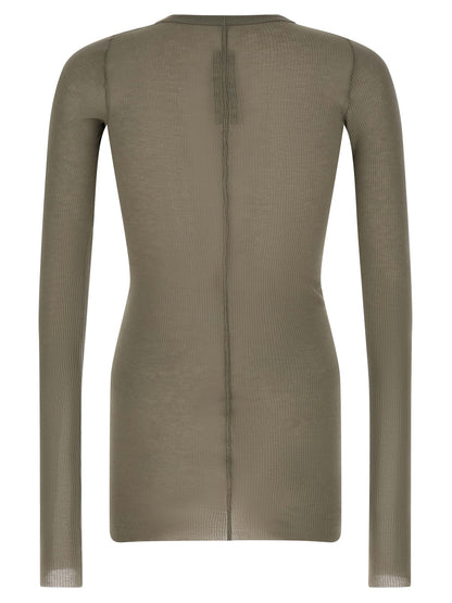 T-Shirt by Rick Owens for men in silk & viscose gray features a plush silhouette, showcasing a sophisticated crew neckline and for a truly plush finish.