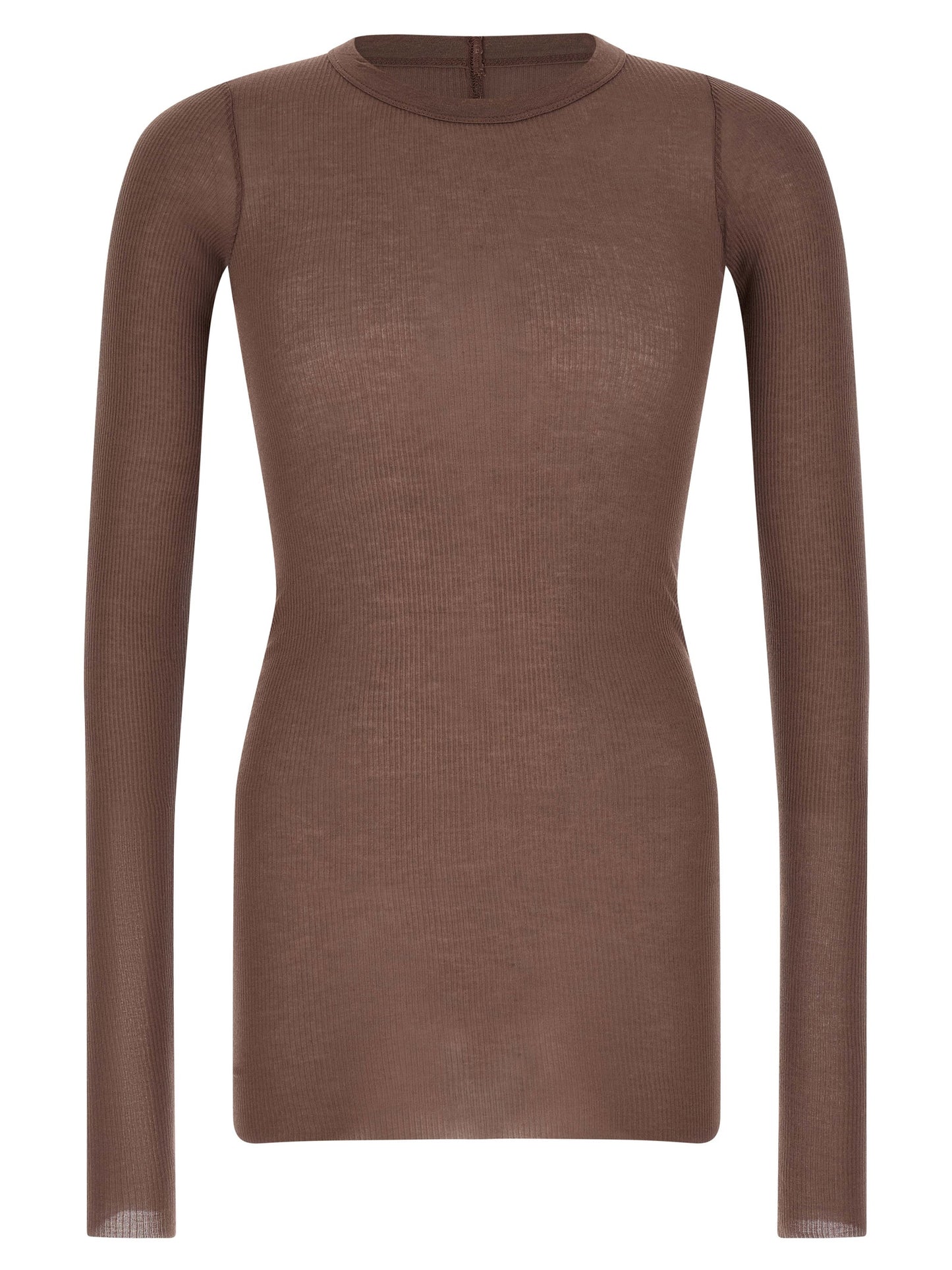 T-Shirt by Rick Owens for men in silk & viscose purple showcases a chic silhouette, artfully detailed with a chic crew neckline and long-sleeve for a chic finish.