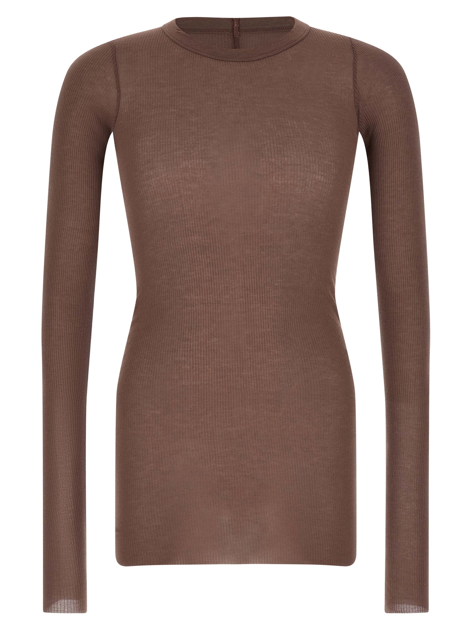 T-Shirt by Rick Owens for men in silk & viscose purple showcases a chic silhouette, artfully detailed with a chic crew neckline and long-sleeve for a chic finish.