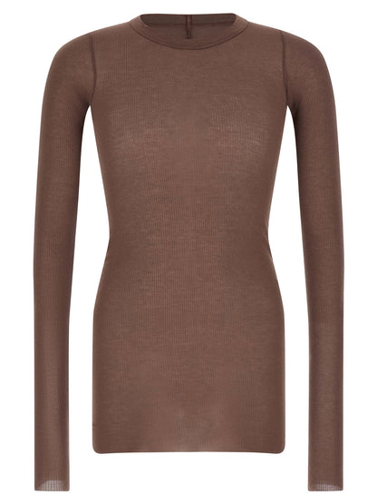 T-Shirt by Rick Owens for men in silk & viscose purple showcases a chic silhouette, artfully detailed with a chic crew neckline and long-sleeve for a chic finish.