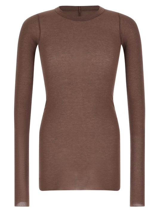 T-Shirt by Rick Owens for men in silk & viscose purple showcases a chic silhouette, artfully detailed with a chic crew neckline and long-sleeve for a chic finish.