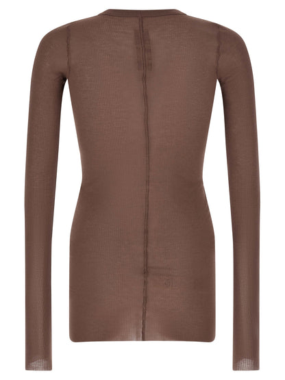 T-Shirt by Rick Owens for men in silk & viscose purple showcases a dramatic silhouette, elegantly detailed with a dramatic crew neckline and for a truly dramatic finish.