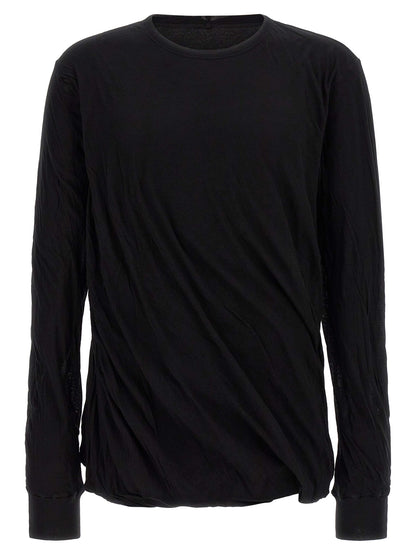 T-Shirt by Rick Owens for men in cotton black features an edgy silhouette, meticulously detailed with a sophisticated long-sleeve and crew neckline for a truly edgy finish.
