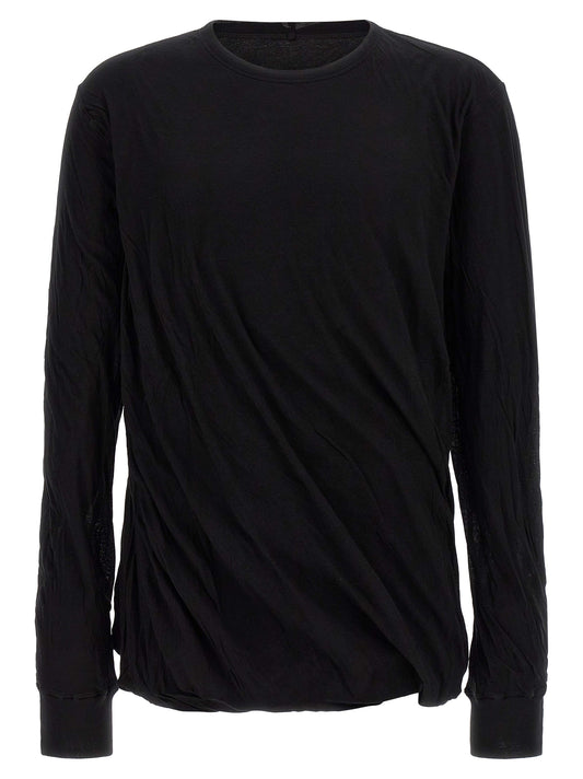 T-Shirt by Rick Owens for men in cotton black features an edgy silhouette, meticulously detailed with a sophisticated long-sleeve and crew neckline for a truly edgy finish.