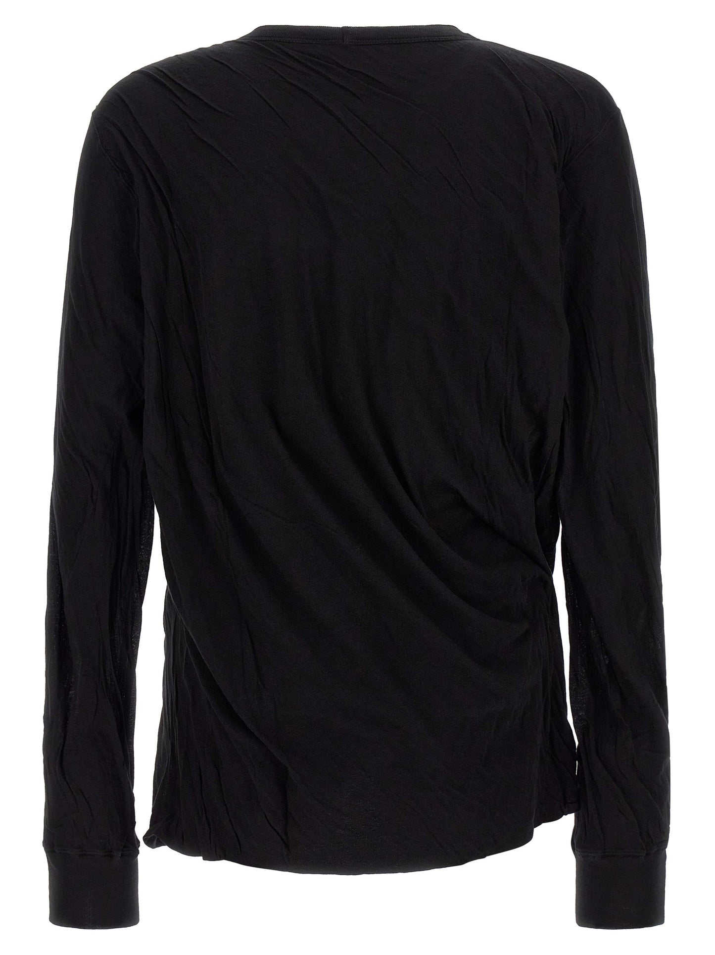 T-Shirt by Rick Owens for men in cotton black showcases a fashionable silhouette, elegantly detailed with a fashionable and crew neckline for a sophisticated, high-fashion look.