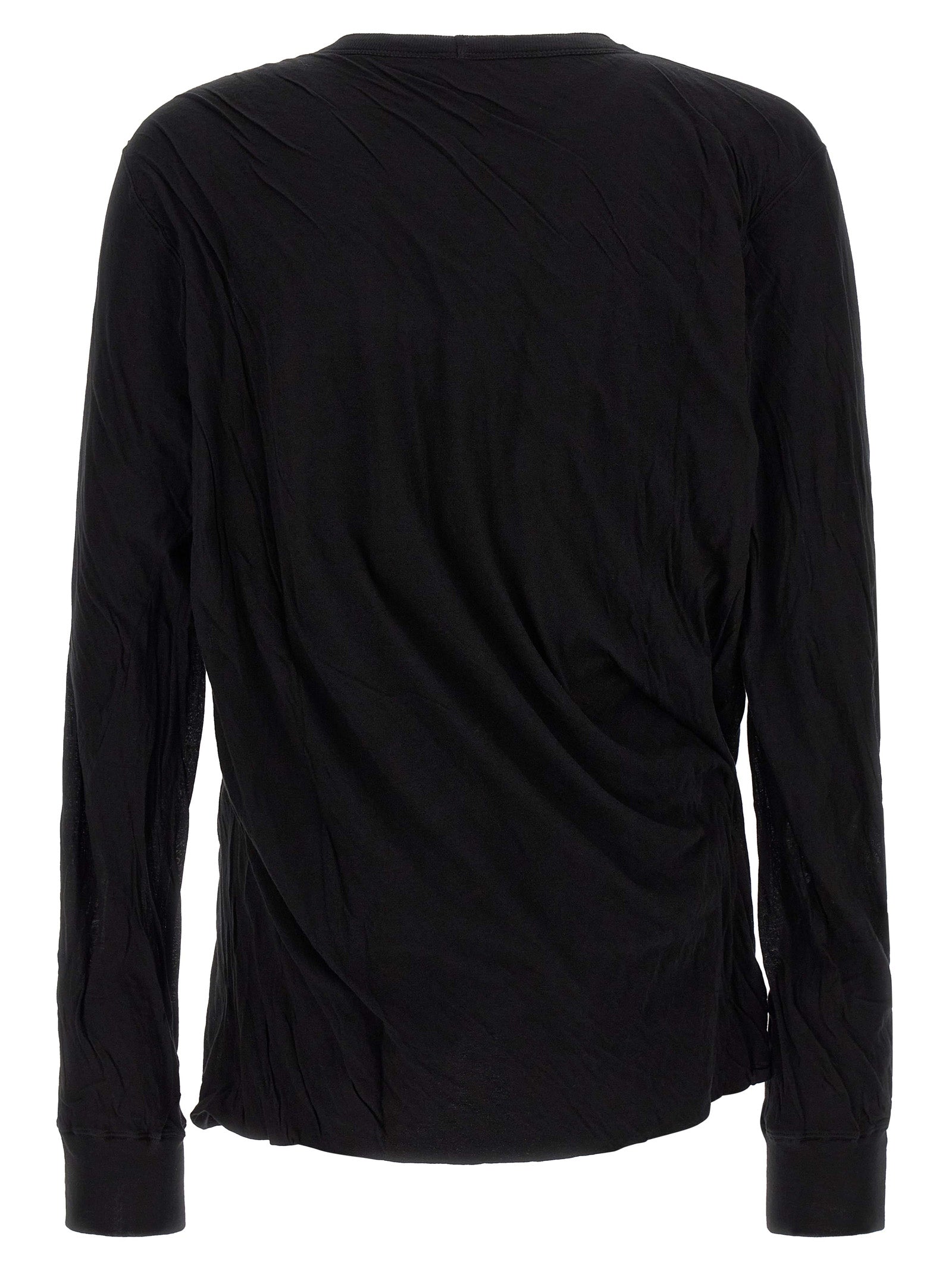 T-Shirt by Rick Owens for men in cotton black showcases a fashionable silhouette, elegantly detailed with a fashionable and crew neckline for a sophisticated, high-fashion look.
