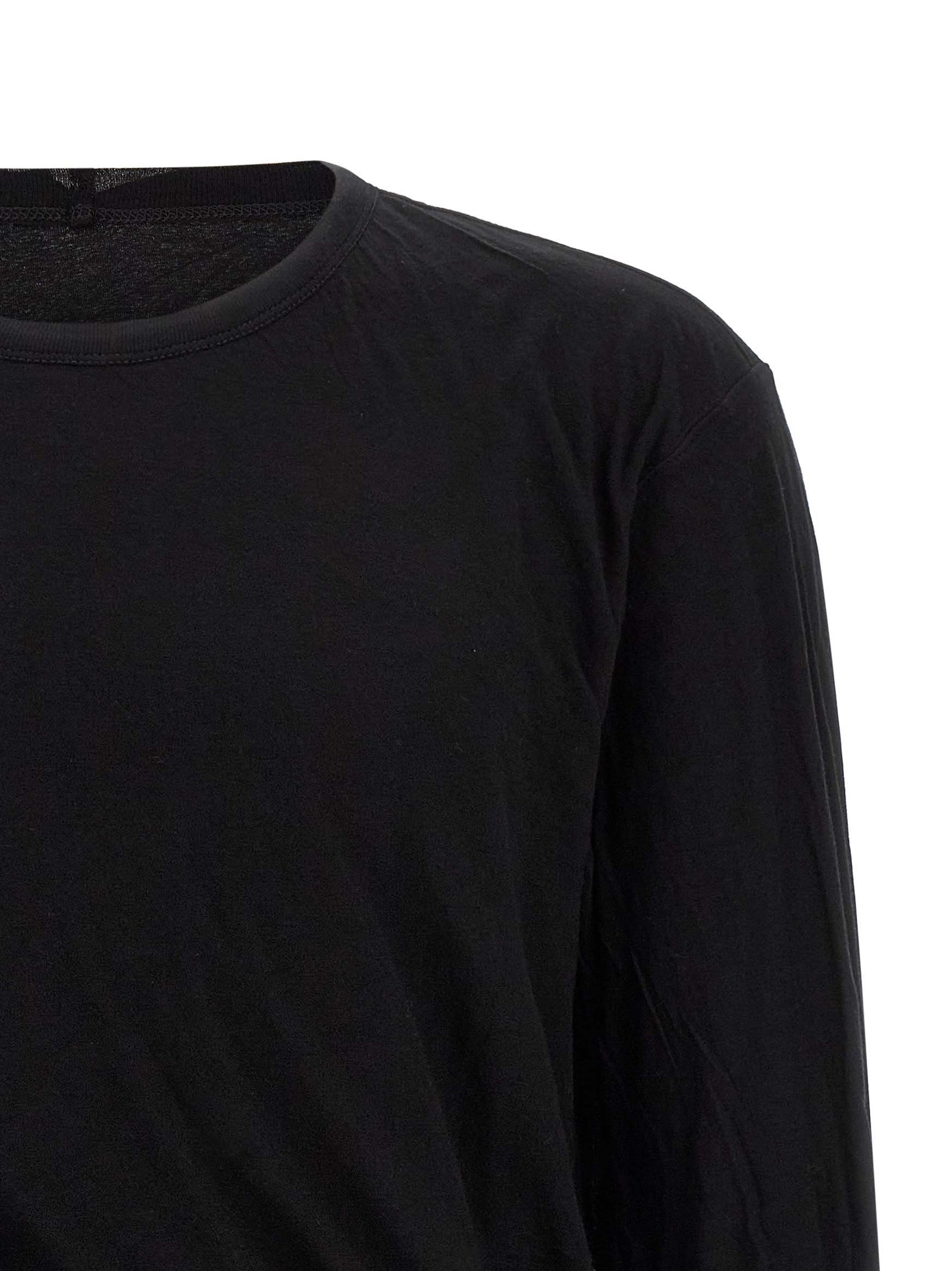 T-Shirt by Rick Owens for men in cotton black showcases a dramatic silhouette, elegantly detailed with a dramatic crew neckline and for a truly dramatic finish.