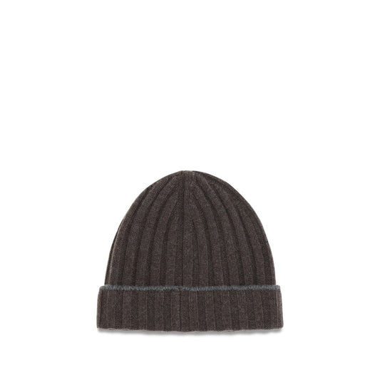Beanie Hat by Brunello Cucinelli for men in cashmere & capra leather brown presents a urban-chic silhouette, showcasing the urban-chic craftsmanship of this Cashmere & Capra Leather Beanie Hat.