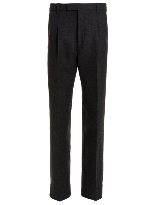 Trousers by Gucci for men in cashmere dark-gray & gray features an on trend silhouette, showcasing a sophisticated with a long and for an on trend finish.