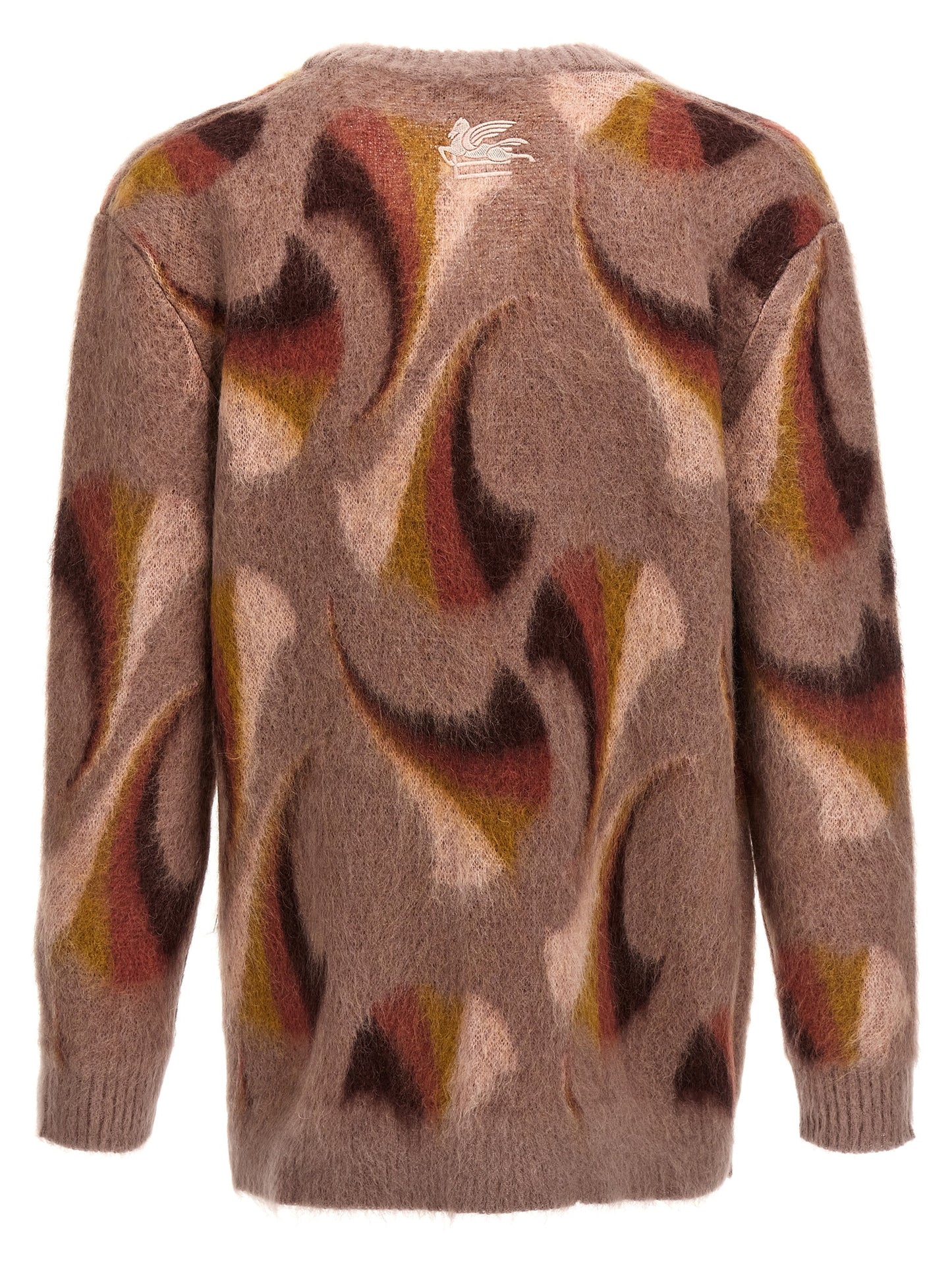 Etro Men's V Neck Mohair Wool & Polyolefin Cardigan - Multicolor Patterned