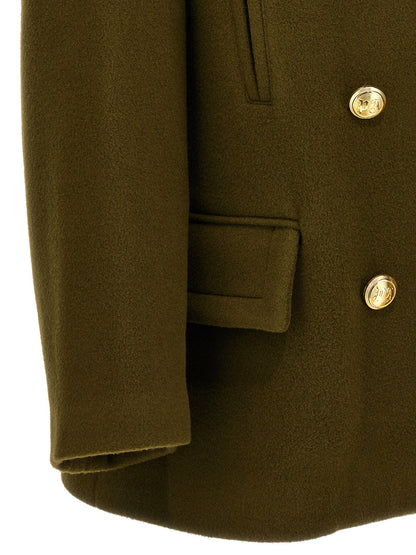 Palm Angels Women's Double Breasted Polyamide & Virgin Wool Trench Coat - Bicolour Gold Green