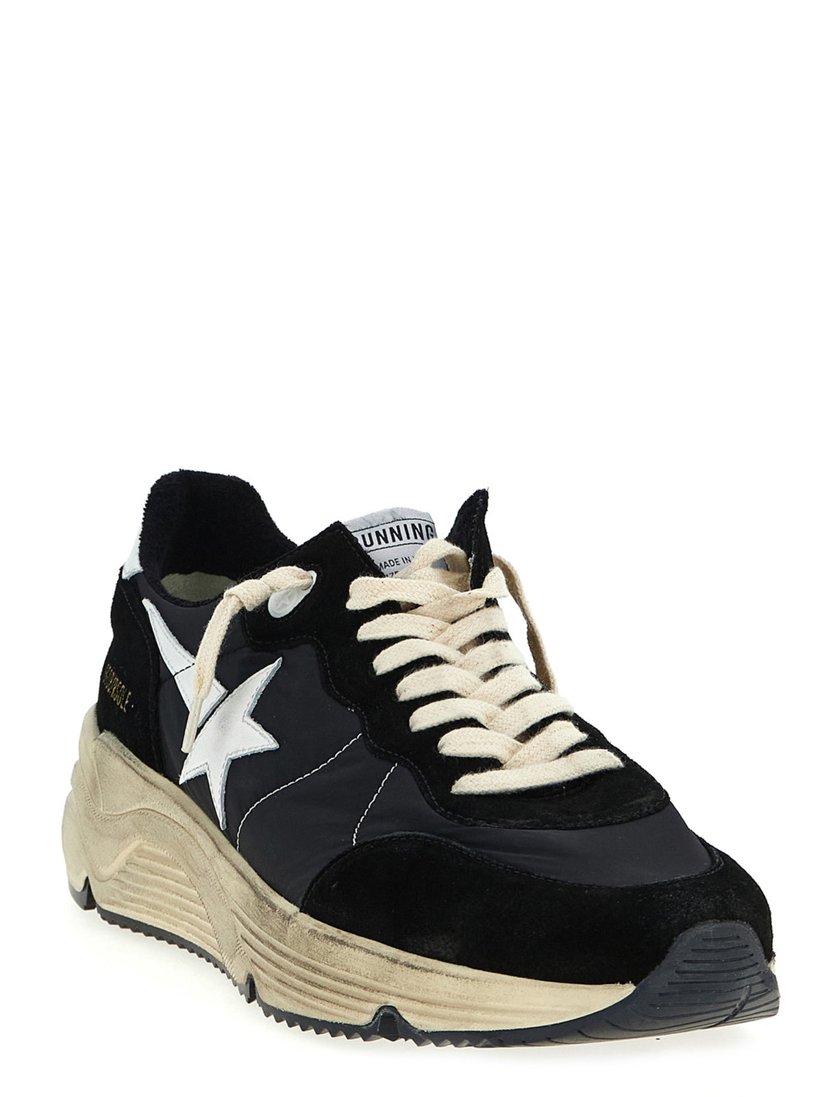 Athletic Sneakers by Golden Goose for men in nylon polyester polyurethane suede leather & cotton bicolour, black & white presents a sleek silhouette, perfectly capturing the athletic style essence of Men's Athletic Nylon Polyester Polyurethane Suede Leather & Cotton Sneakers with its sleek design and premium finish.