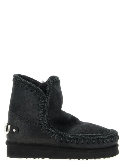 Mou Women's Suede Lamb-Sheep Leather & Fur Ankle Boots - Black