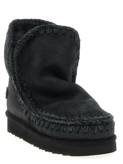 Mou Women's Suede Lamb-Sheep Leather & Fur Ankle Boots - Black